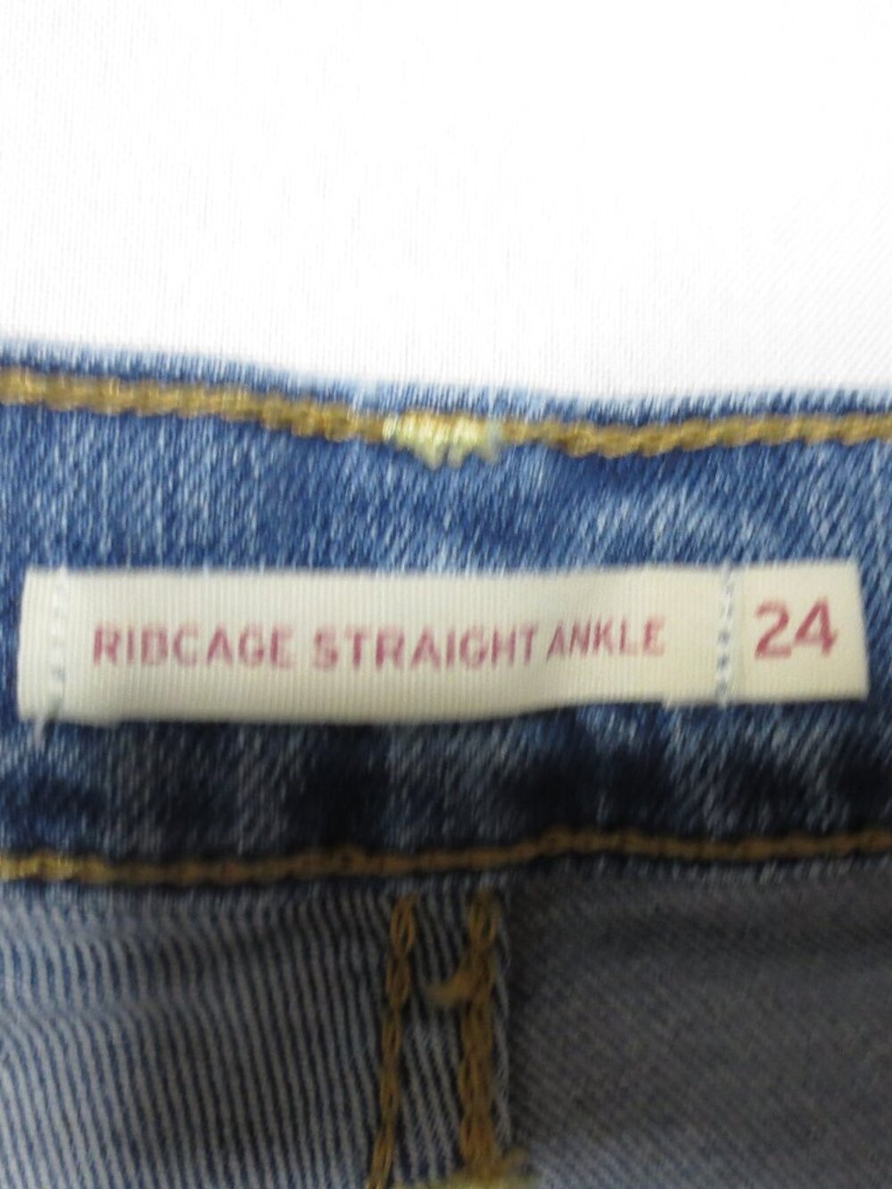 LEVI’S womens JEANS button-fly RIBCAGE straight ANKLE blue DENIM SIZE 24 - Picture 3 of 7